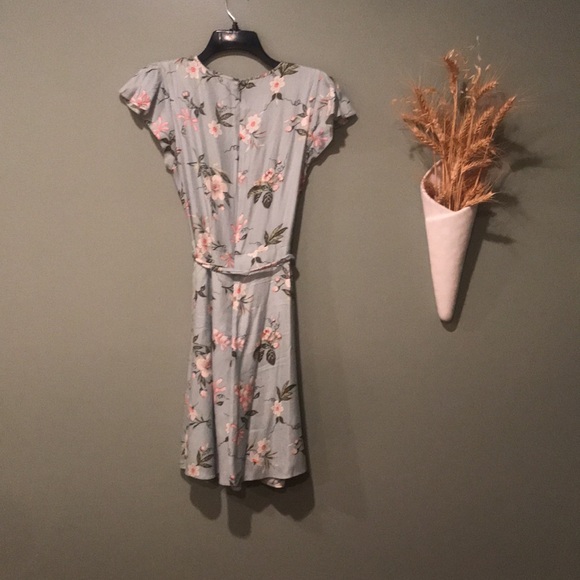 Rebecca Taylor Seafoam Flowers Ruffle Sleeve Belt Tie Midi Dress 4. Silk Blend - Picture 2 of 8